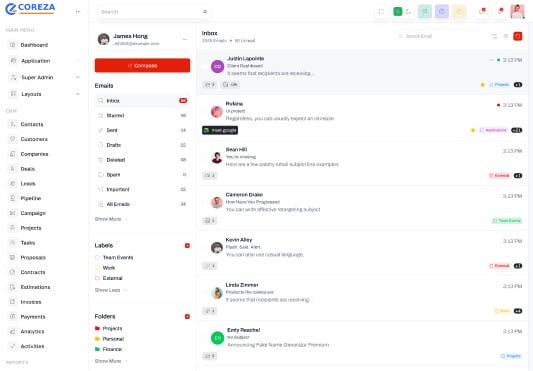 Email Application Page