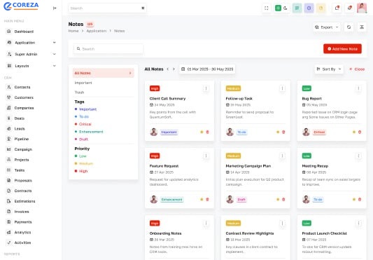 Notes Application Page