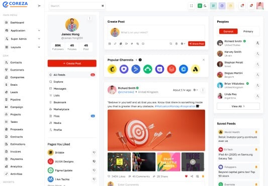 Social Feed Application Page